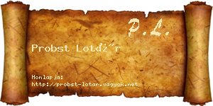 Probst Lotár névjegykártya